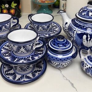 Blue and White Ceramic Tea Set